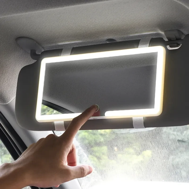 Car Sun Visor Makeup Mirror with LED Dimming Light