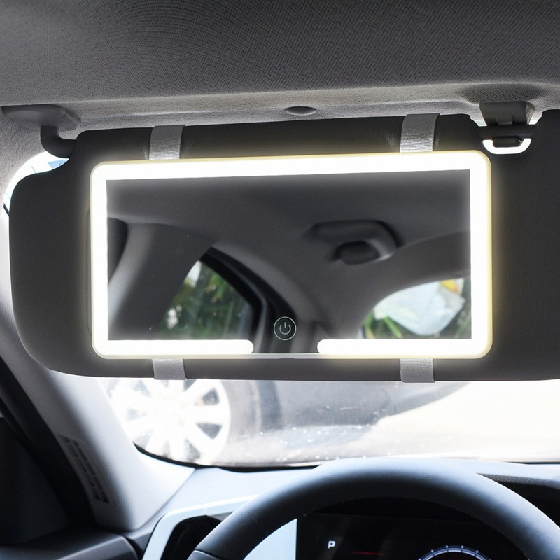 Car Sun Visor Makeup Mirror with LED Dimming Light