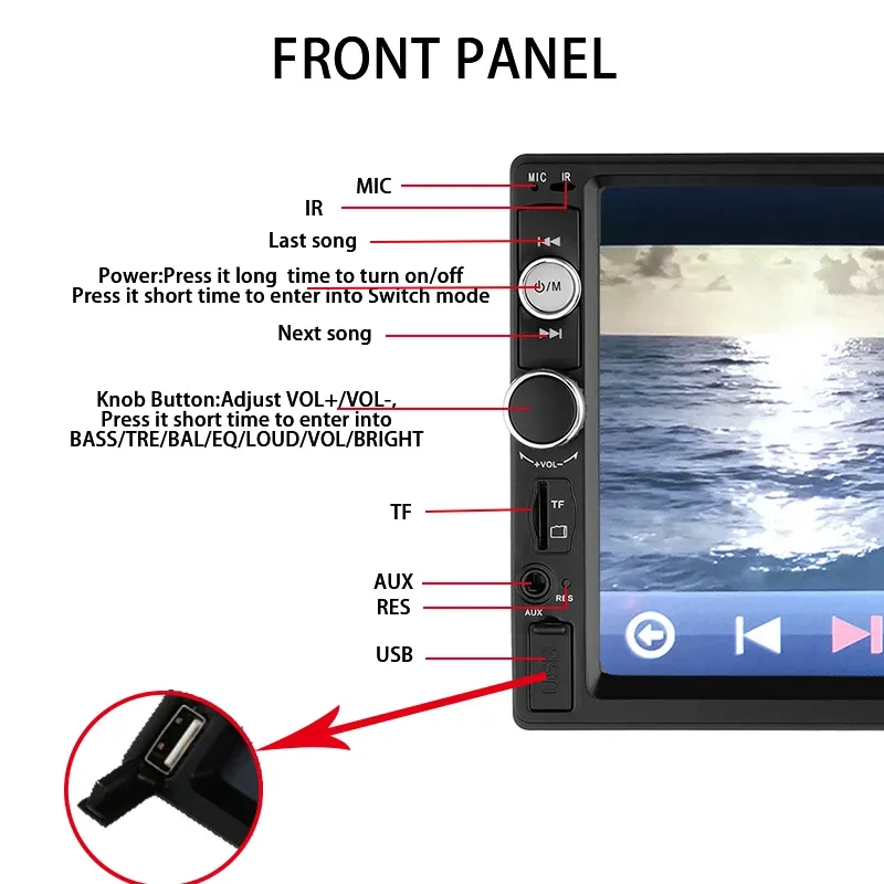 7-Inch Car MP5 Player with Bluetooth, FM Radio & USB Support