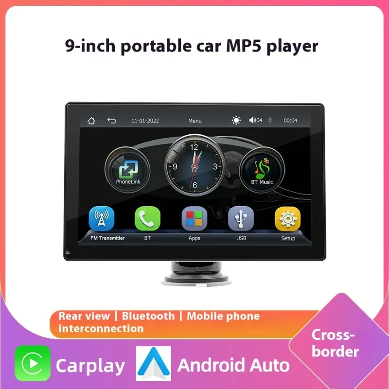 9-Inch Portable CarPlay Navigation Screen with Bluetooth & WiFi