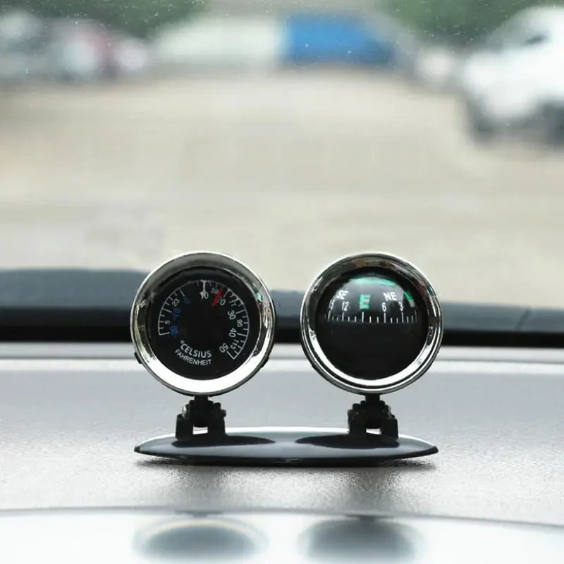 High-Precision Car Compass with Thermometer, Luminous & Waterproof