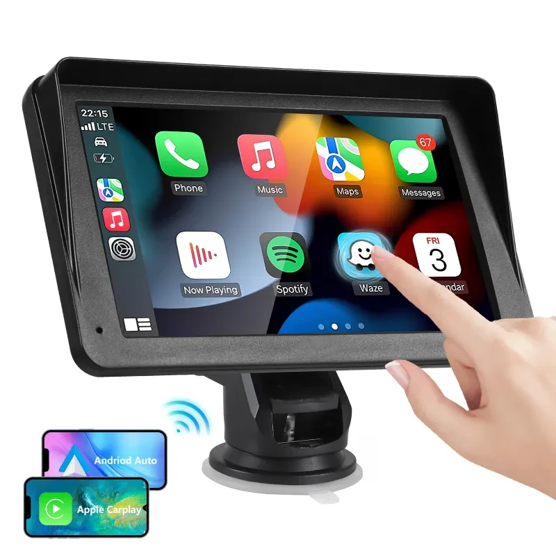 Wireless CarPlay & Android Auto Portable Car Stereo with Bluetooth