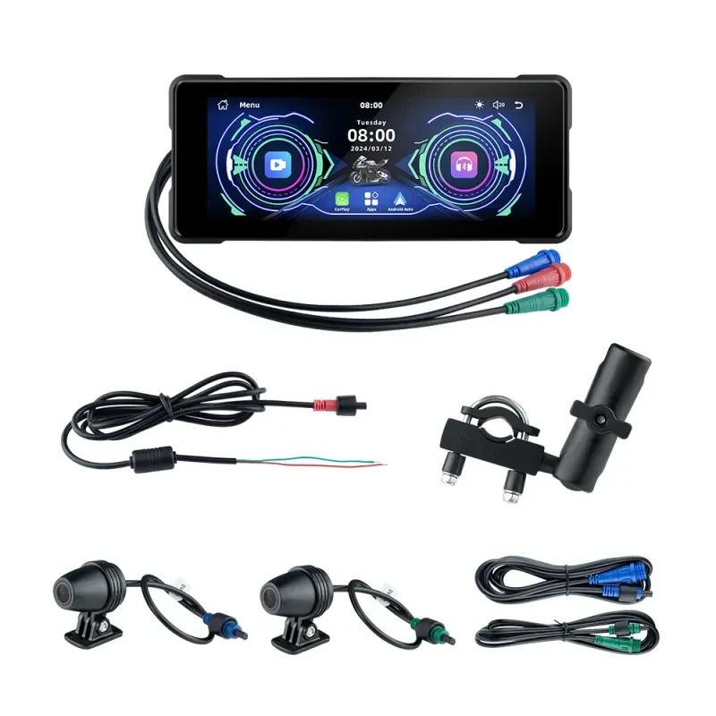 All-in-One Motorcycle Bluetooth Display with Navigation & Dual Recording