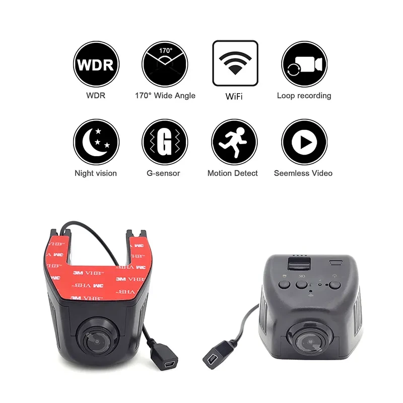 Hidden 1080P WiFi Car Camera with Dual Lens, Night Vision & App Control