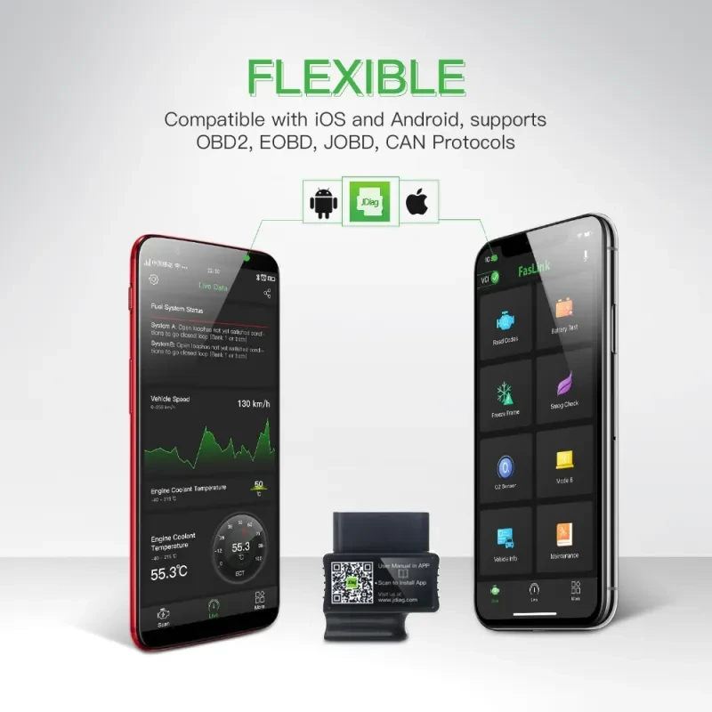 Bluetooth OBD2 Scanner with Live Data & Voice Control (iOS/Android)