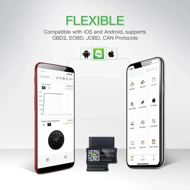 Bluetooth OBD2 Scanner with Live Data & Voice Control (iOS/Android)