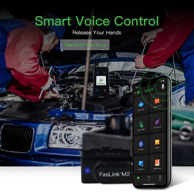 Bluetooth OBD2 Scanner with Live Data & Voice Control (iOS/Android)