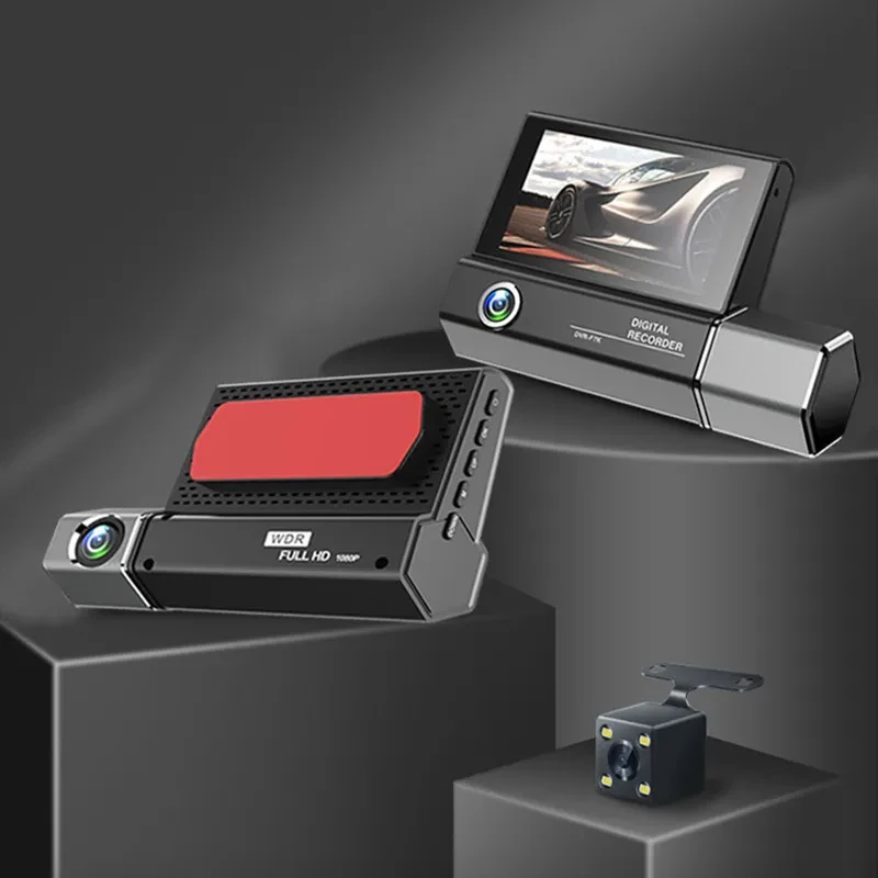 3 Lens Car Dash Cam – Full HD 1080P Tachograph with Night Vision