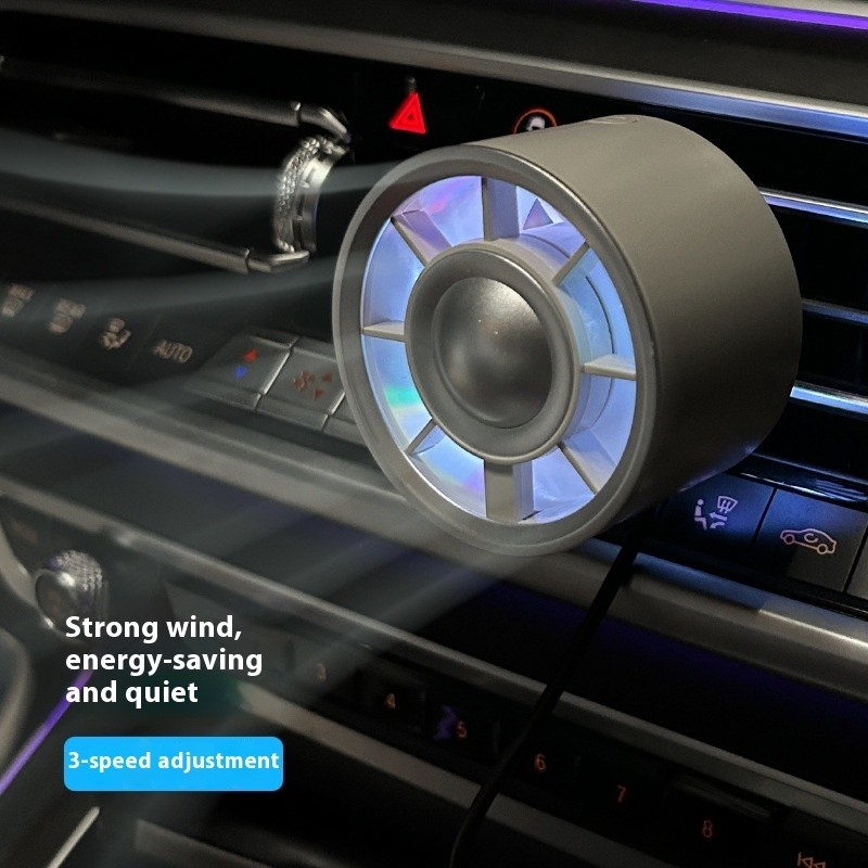 Mini Car Fan with Colorful Lights – USB Air Conditioner Clip Fan