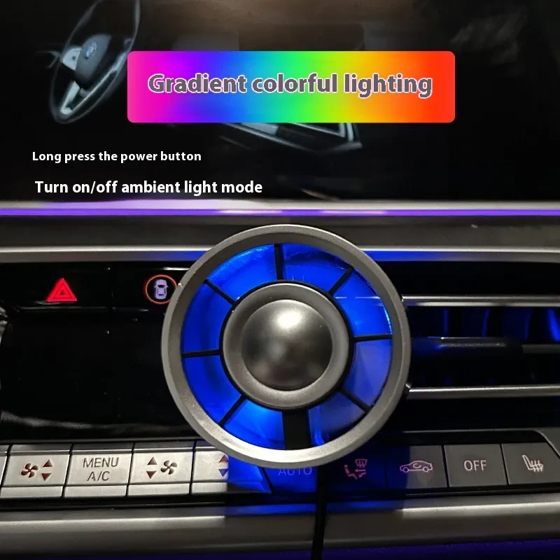 Mini Car Fan with Colorful Lights – USB Air Conditioner Clip Fan