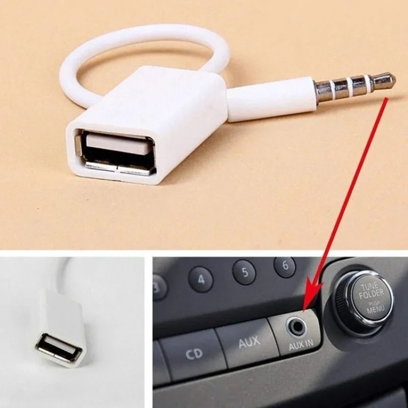 Car USB to AUX 3.5mm Audio Adapter Cable for CD Player