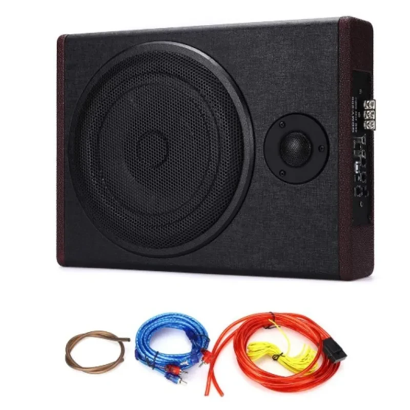 Slim 8-Inch 12V Car Subwoofer 600W Wooden Bass Speaker