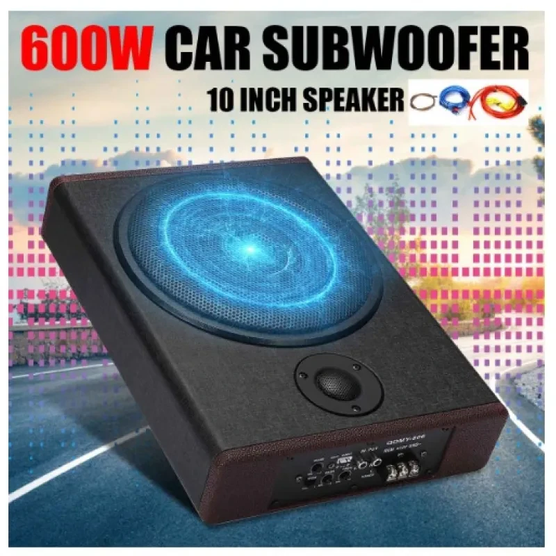 Slim 8-Inch 12V Car Subwoofer 600W Wooden Bass Speaker