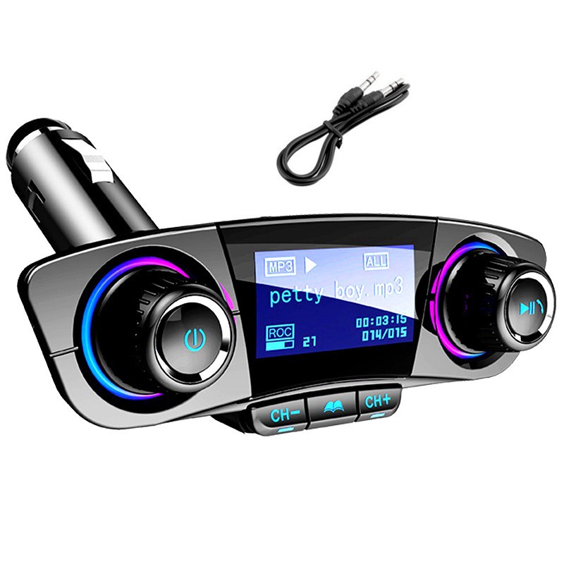 Vintage Bluetooth 5.0 Car FM Transmitter – MP3 Player with Dual USB & AUX Support