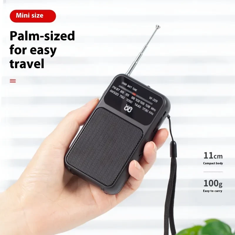 Portable AM/FM Pocket Radio with Flashlight & Dual Power Supply