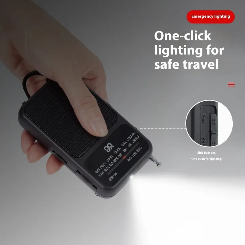 Portable AM/FM Pocket Radio with Flashlight & Dual Power Supply