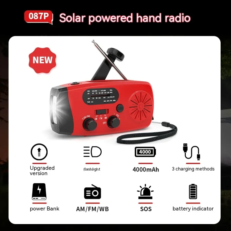 Survival Solar Emergency Radio with Speaker, USB & Weather Alert