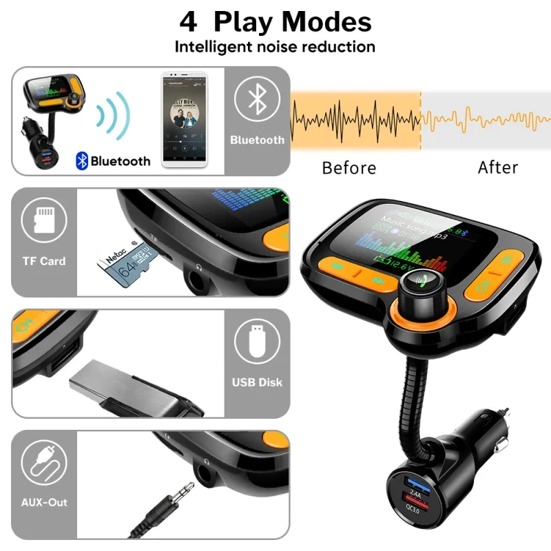 DrivePro Car Bluetooth Multi-Function Player – Hands-Free + Fast Charge