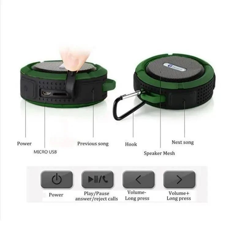 C6 Wireless Waterproof Bluetooth Speaker – Shower, Outdoor & Indoor Use