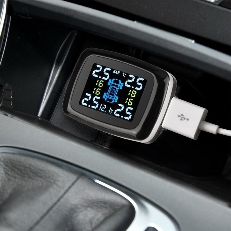 Real-Time Tire Pressure & Temperature Monitor | 4-Tire USB TPMS