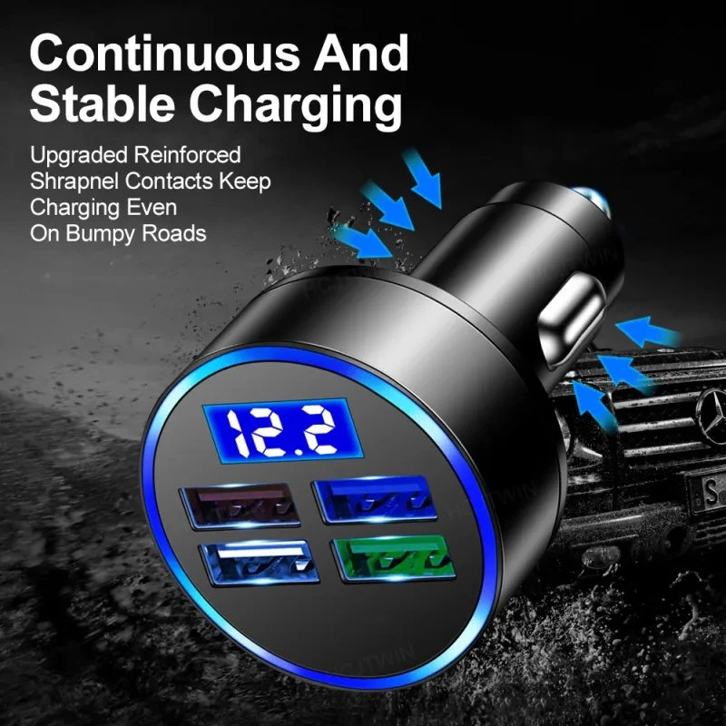 One-to-Four Multi-Port Car Charger | 3.1A Fast USB Adapter