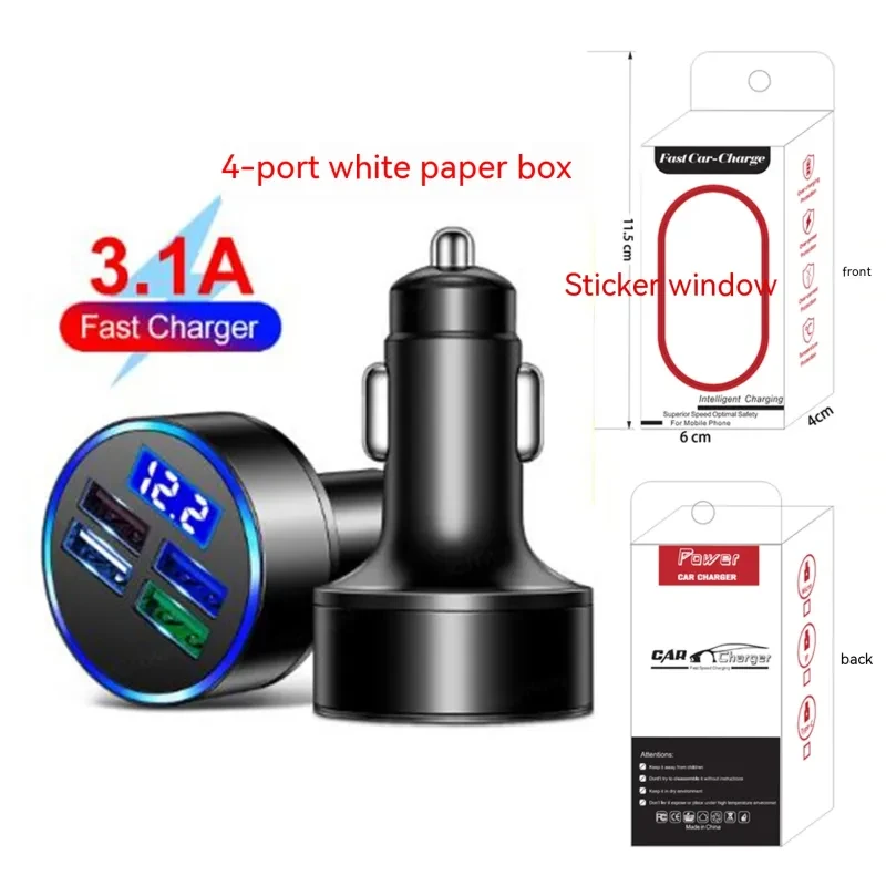 One-to-Four Multi-Port Car Charger | 3.1A Fast USB Adapter