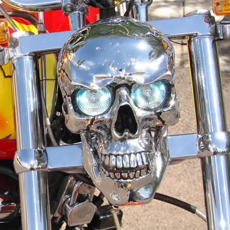 Rogue Skull Motorcycle Headlight – Resin Skull Custom Decor