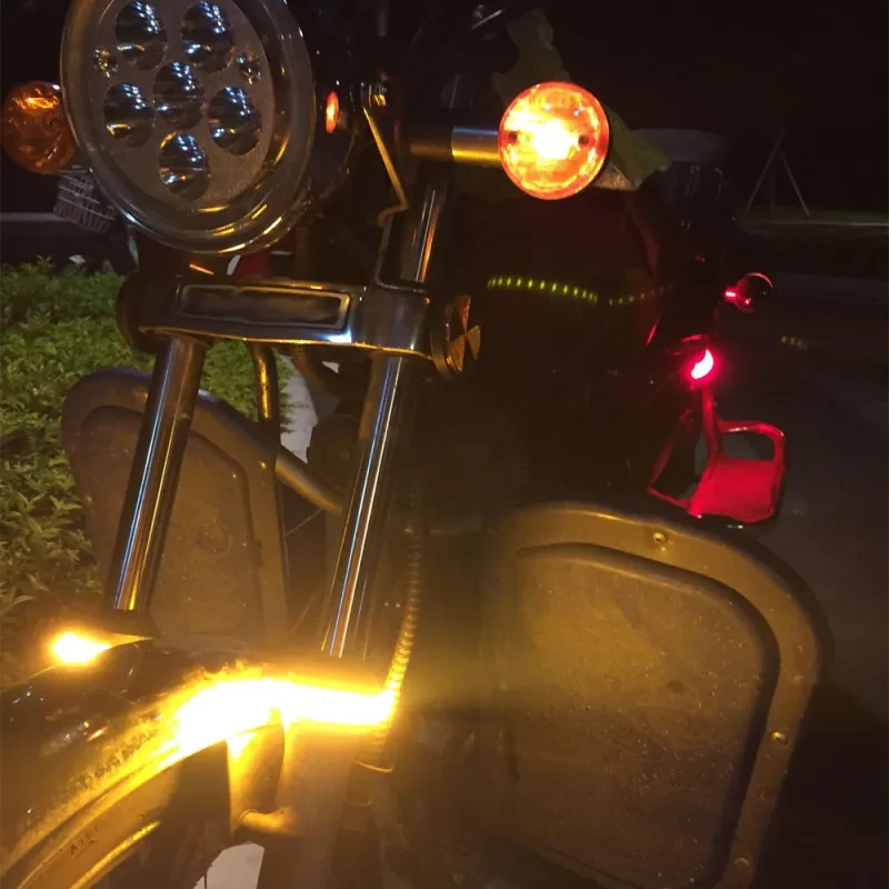 Dual-Color LED Motorcycle Turn Signal Ring – Front Shock Light
