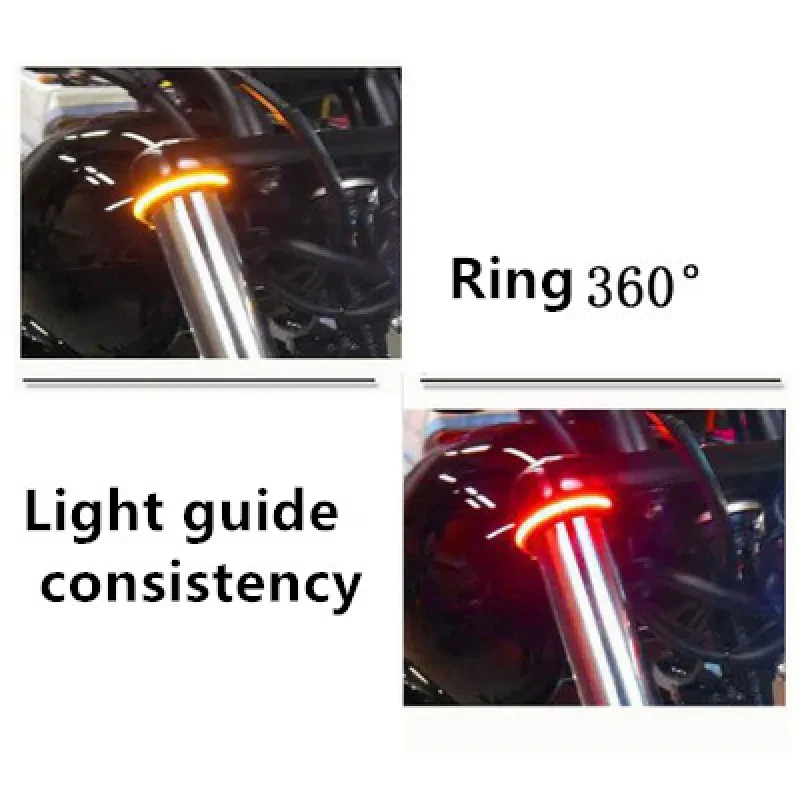 Dual-Color LED Motorcycle Turn Signal Ring – Front Shock Light