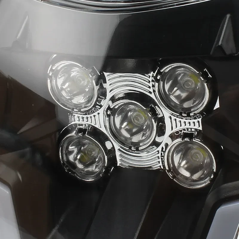 RoadShine 5-Lamp Motorcycle LED Headlight with Daytime Running Light