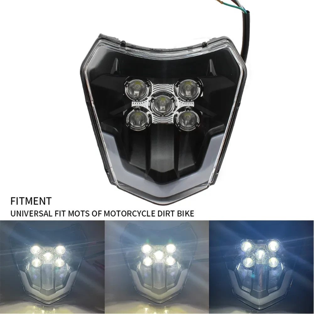 RoadShine 5-Lamp Motorcycle LED Headlight with Daytime Running Light