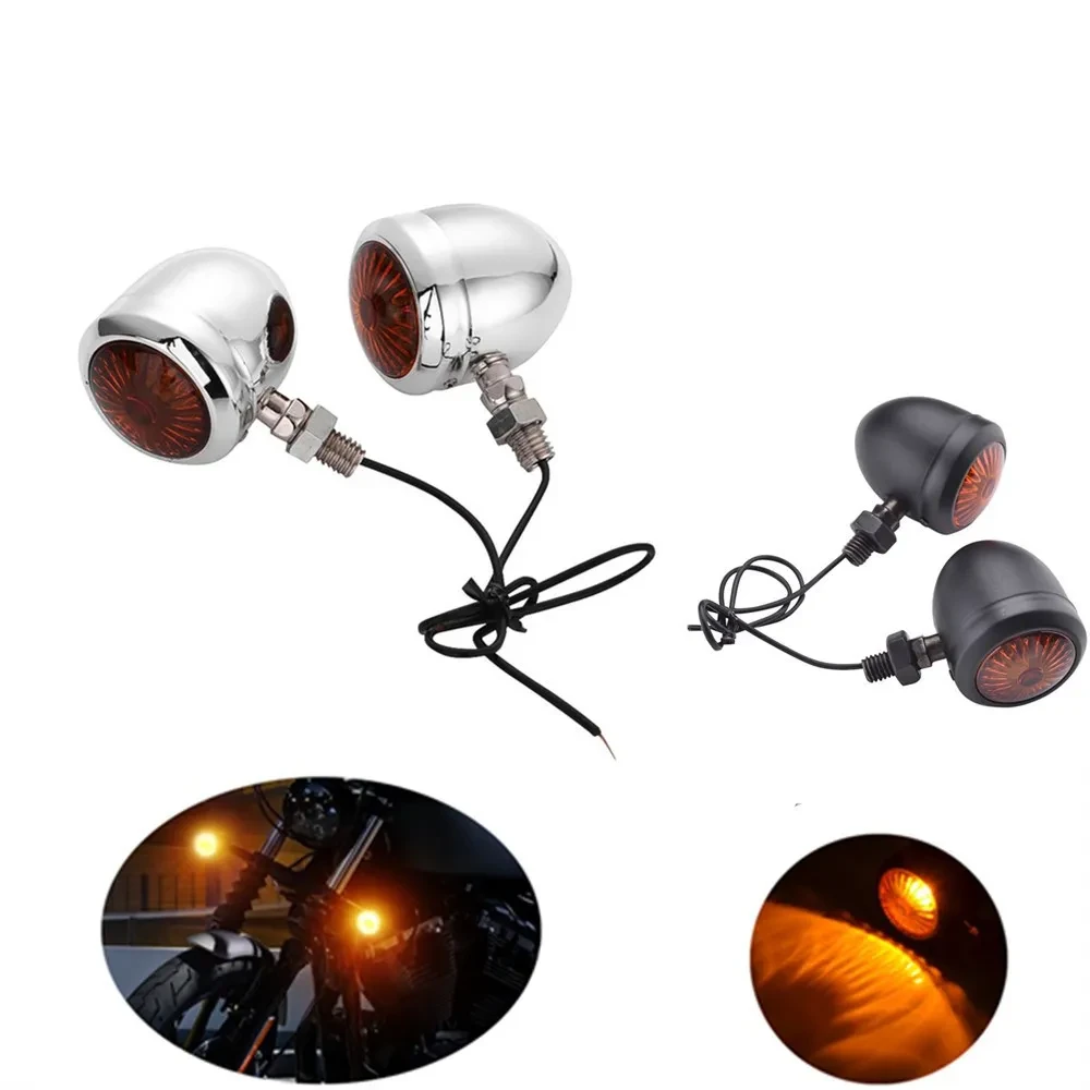 Retro Motorcycle Turn Signal Indicators β Universal Metal Lights 12V