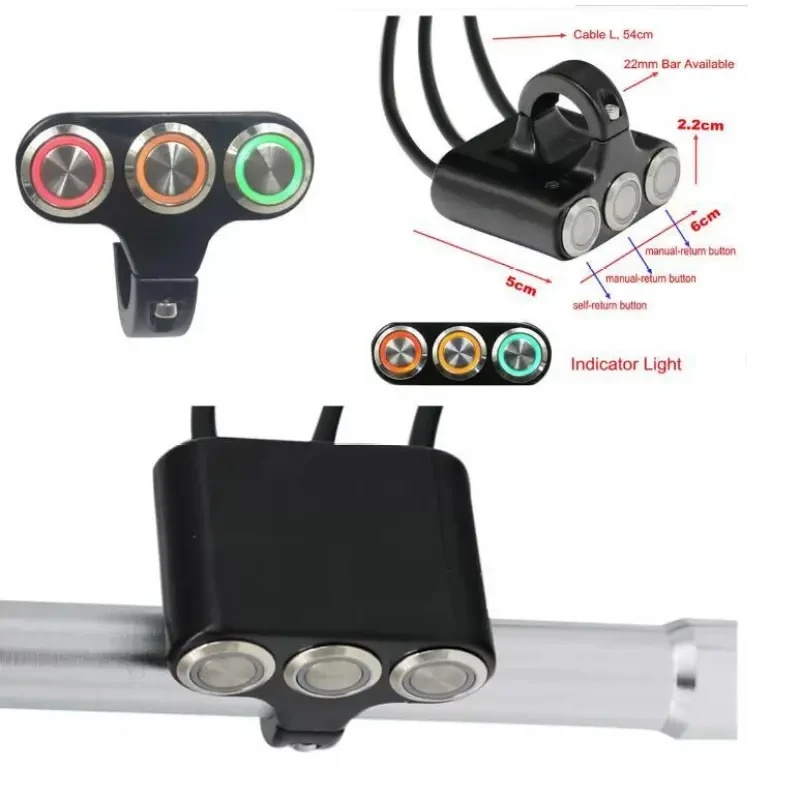 Adventure Bike Double-Beam Hazard Button – Emergency Light Switch