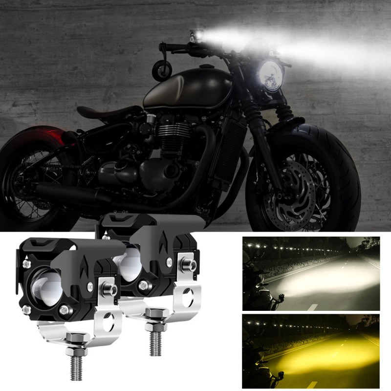 Amber/White Twin Glow Motorcycle Auxiliary Beam Lamp – 60W