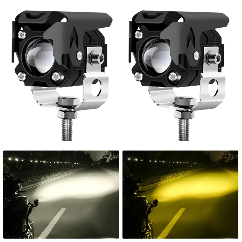 Amber/White Twin Glow Motorcycle Auxiliary Beam Lamp – 60W