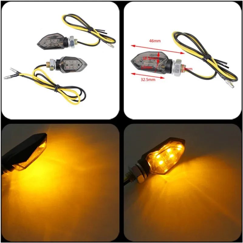 Compact LED Motorcycle Turn Signal Lights – Bright Yellow 12V