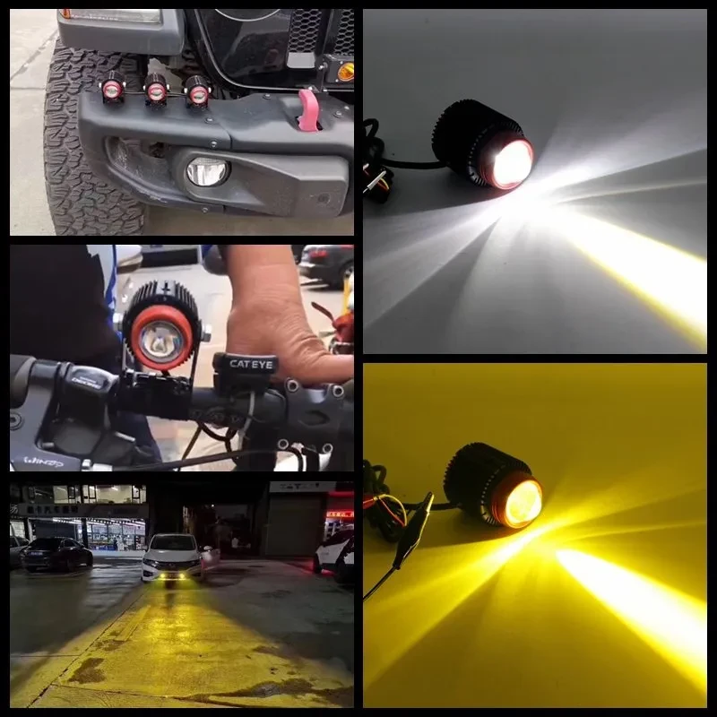 Small Steel Cannon LED Spotlight – Dual-Color Motorcycle & Car Light