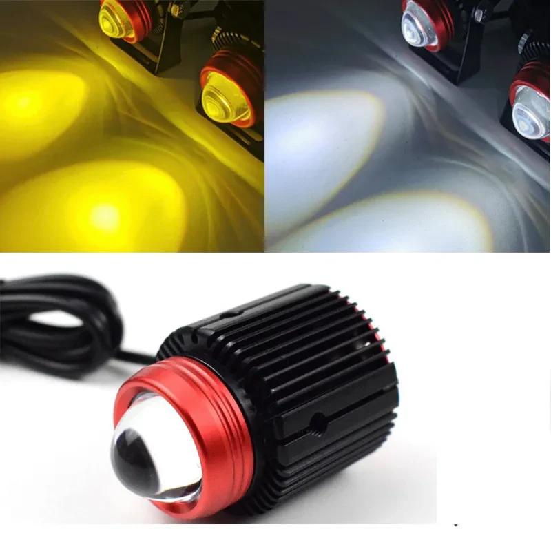 Small Steel Cannon LED Spotlight – Dual-Color Motorcycle & Car Light