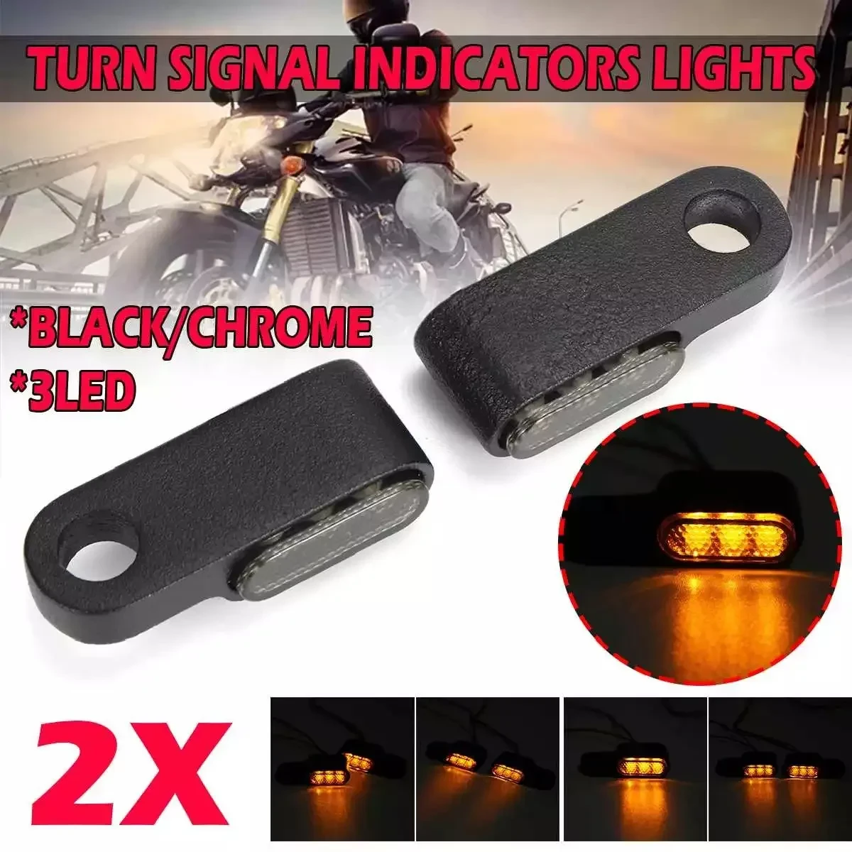 ILOAWXHA Waterproof LED Motorcycle Turn Signals – Bright Amber Light
