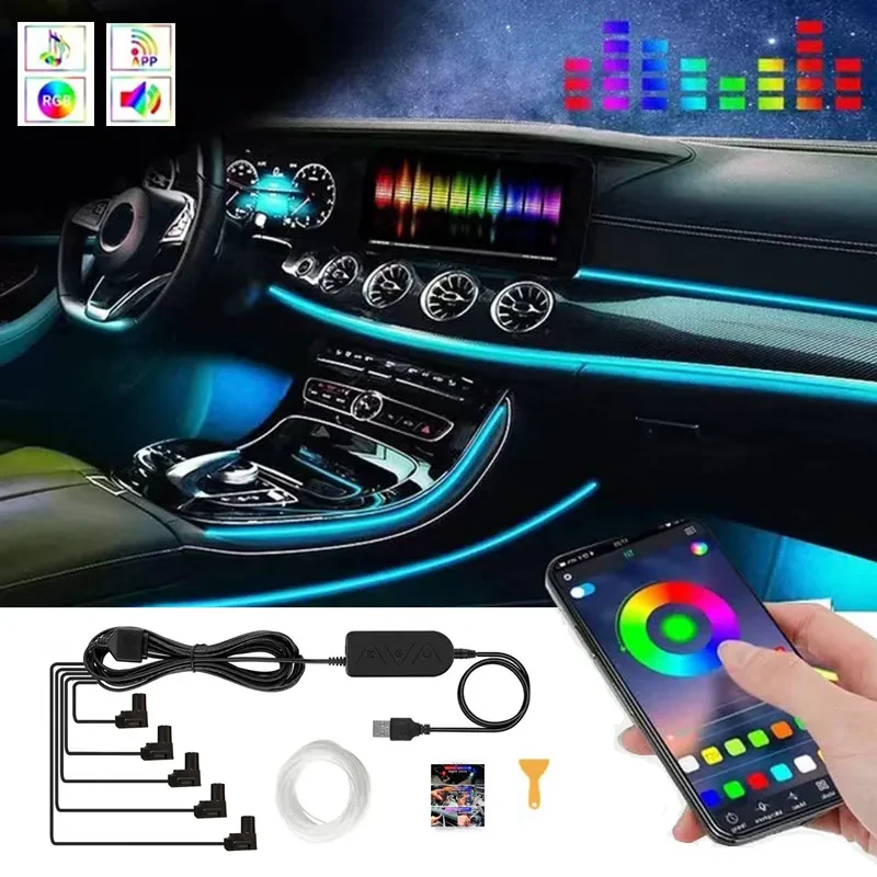 USB Interior Ambient Lighting Kit for Vehicle Dashboard & Console