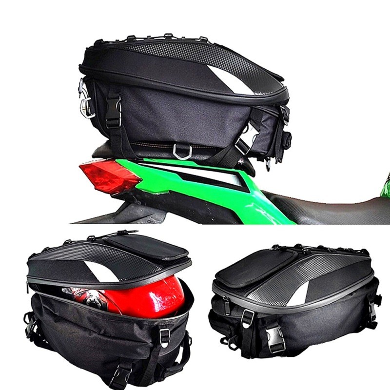 Expandable Motorbike Tail Pack – Helmet Storage Travel Backpack