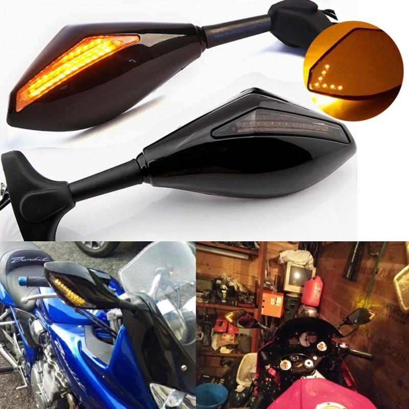 MotoGlow Arrow LED Mirror – Stylish Rearview for Street Bikes