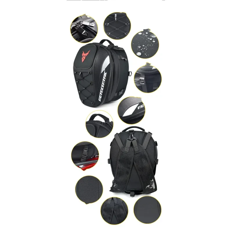 Motorbike Rear Seat Storage Backpack with Helmet Carry Option