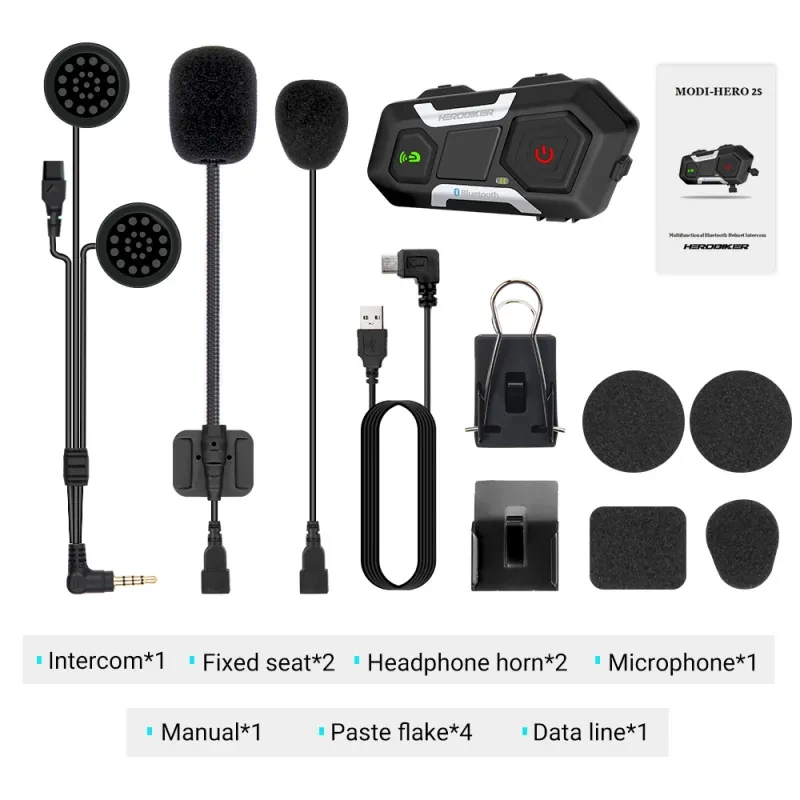 HEROBIKER Bluetooth Helmet Intercom β 1200M Waterproof Moto Headset