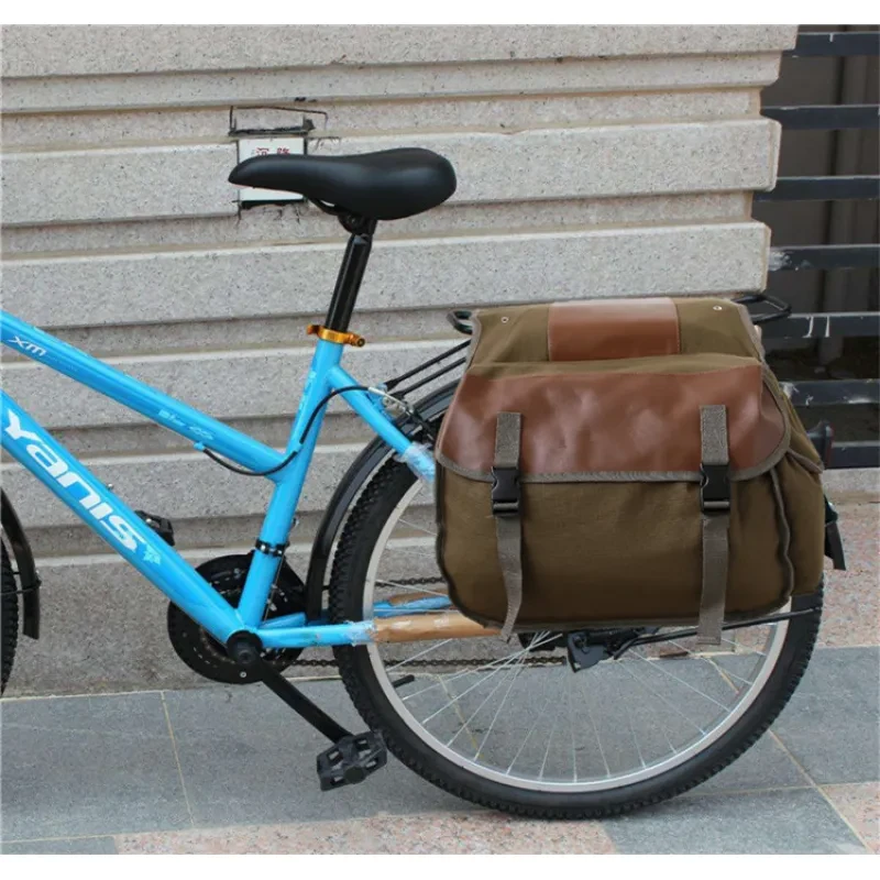Dual Rear Seat Storage Bag – Canvas Bicycle & Motorcycle Luggage Pack