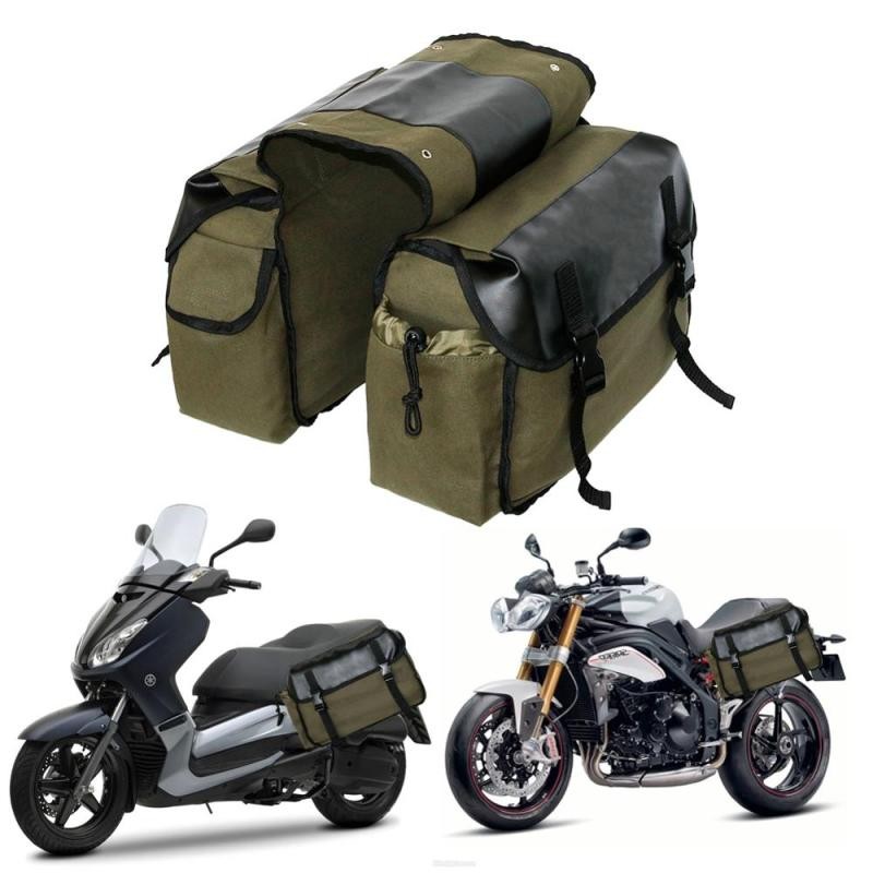 Dual Rear Seat Storage Bag – Canvas Bicycle & Motorcycle Luggage Pack