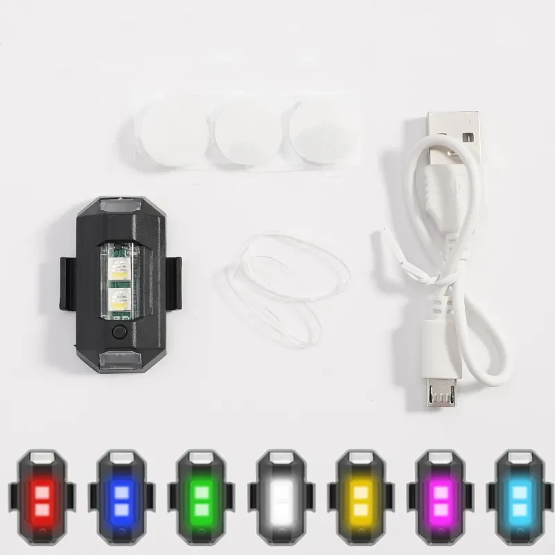 MOTOGRIP USB Mini Motorcycle Strobe Light – 7-Color LED Warning Lamp