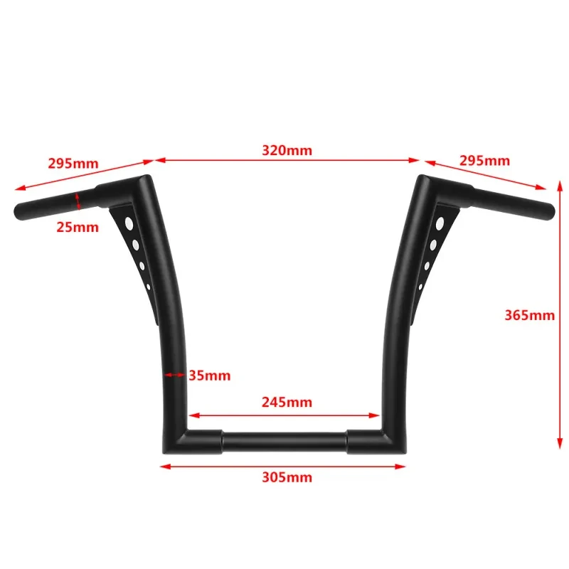 Cruiser Rise Motorcycle Handlebars – Black Metal High Bar Upgrade