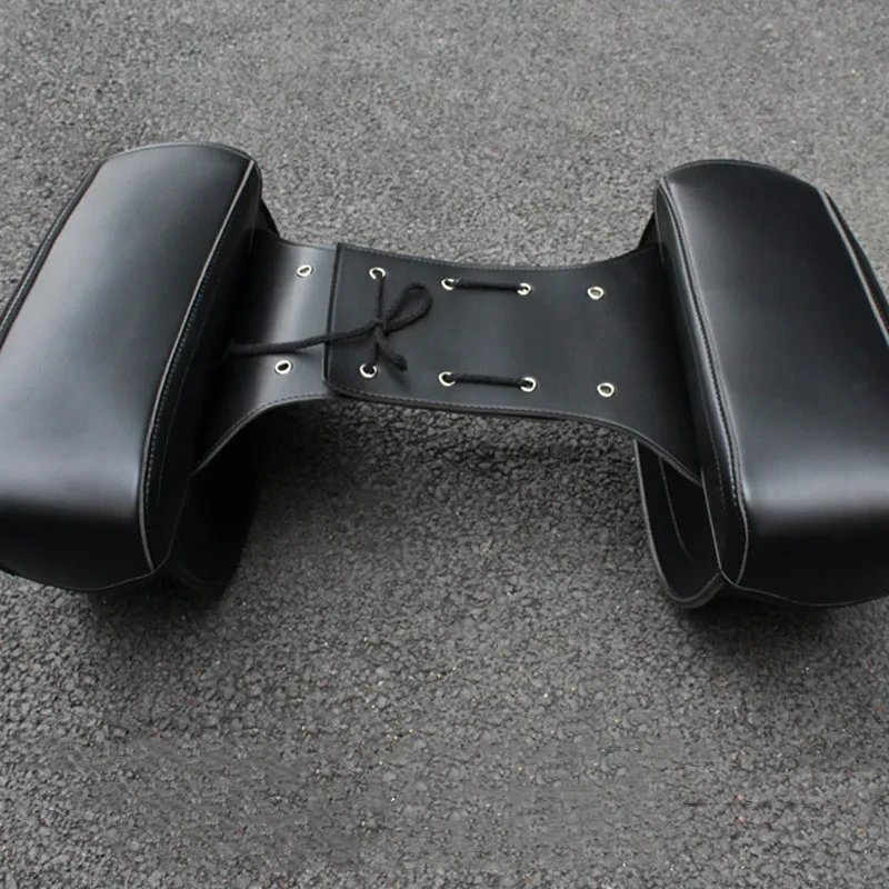 Vintage PU Leather Motorcycle Saddle Bag Side Storage Box