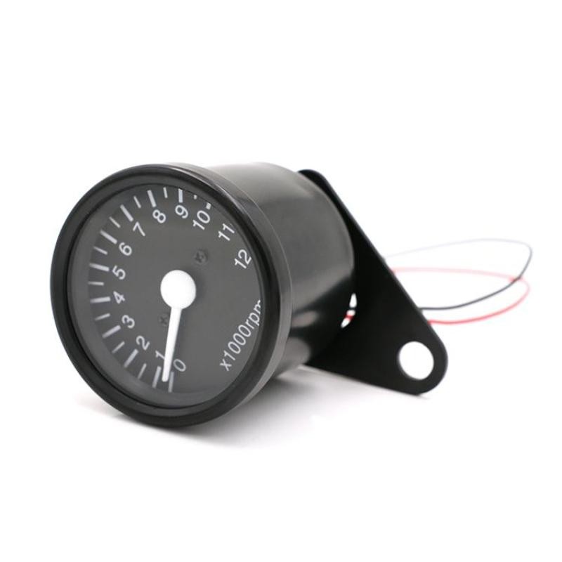 Universal Motorcycle Tachometer Gauge β Chrome Iron Black